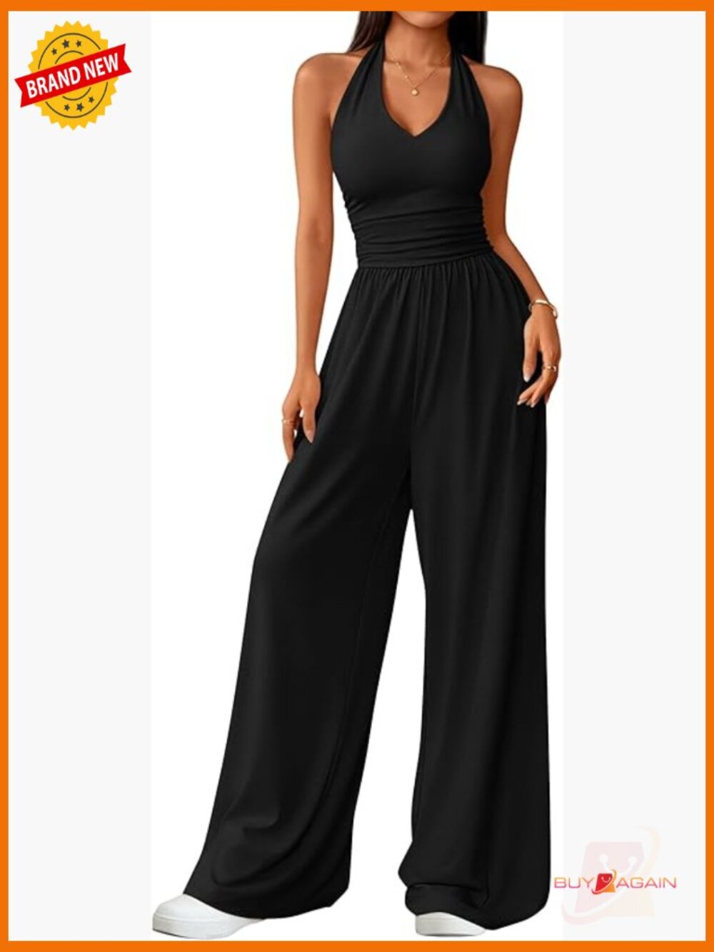 Sleeveless Halter Neck Wide Leg Jumpsuit for Women